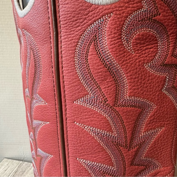 Tony Lama- NWT! Buckaroo Tall Pink/Brown Leather Cowgirl Boots- Sz. 7 - Picture 5 of 16